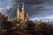 Karl friedrich schinkel Gothic Cathedral with Imperial Palace USA oil painting artist